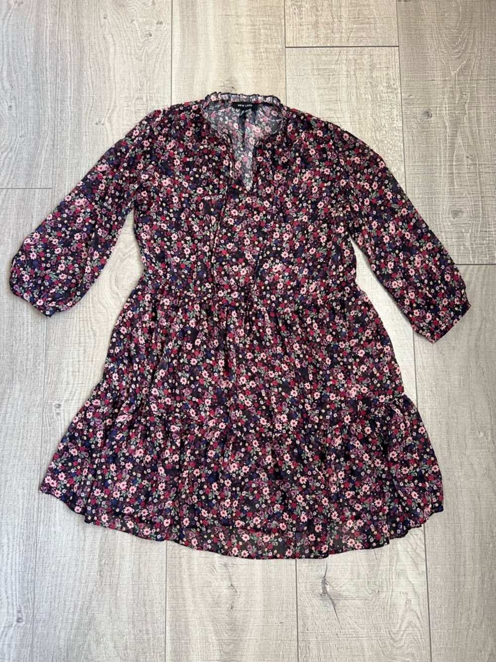 New Look Black Floral Dress US Size 6